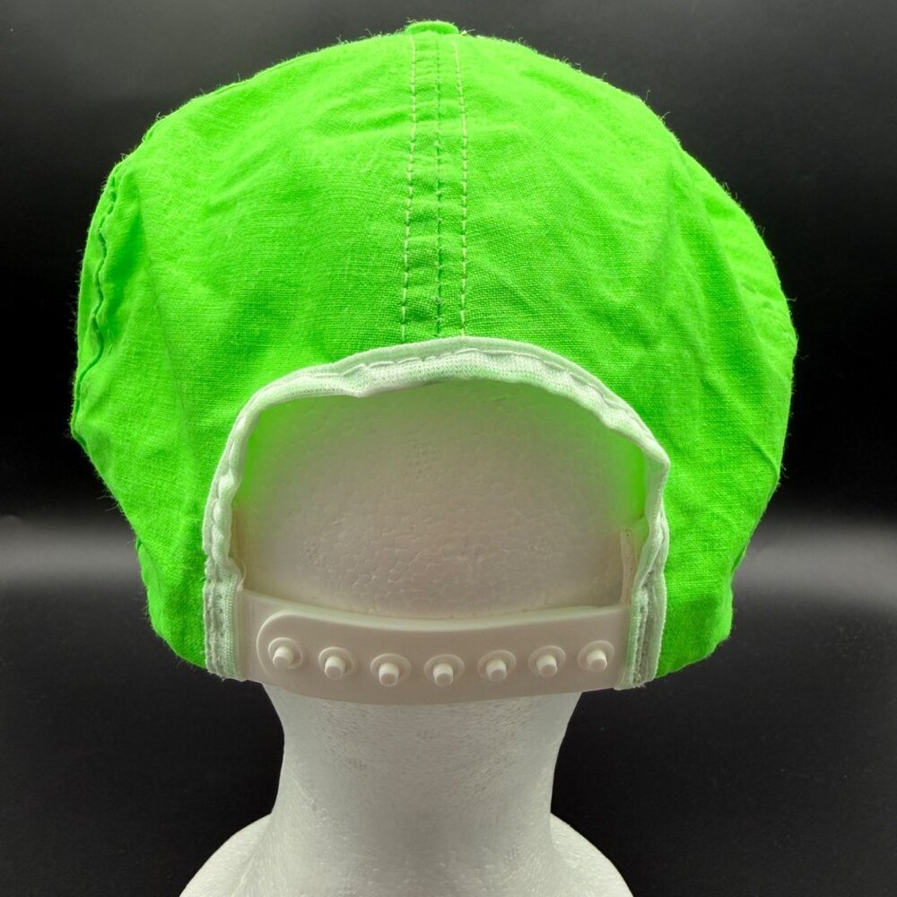 Vintage Vipco Just Do It Hat Cap Snapback Flat Bill Lime Green Made in USA - Picture 5 of 13